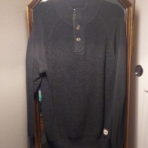 Weatherproof Men's Black Button Up Sweater